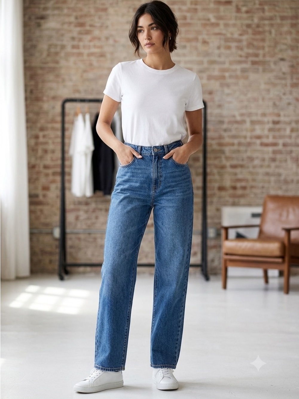 wild fable Medium Blue Denim Jeans with Contrast Stitching Sz 4/27R